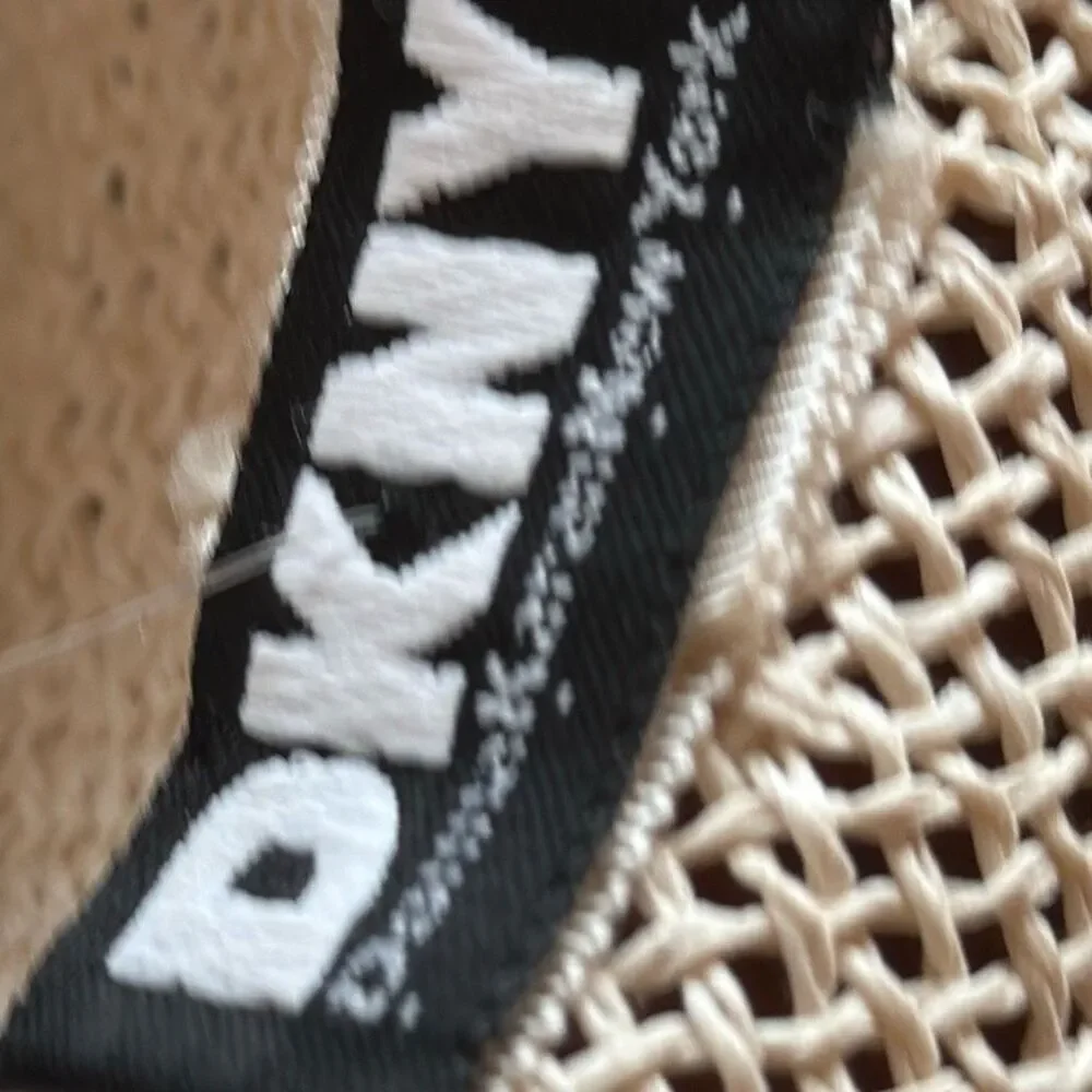 Vintage DKNY Light‎ Cream Straw Wide Brim Derby Hat Medium - Picture 11 of 11